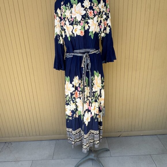 Farm Rio Midnight Flower Wrap Maxi Dress XL - Picture 11 of 14